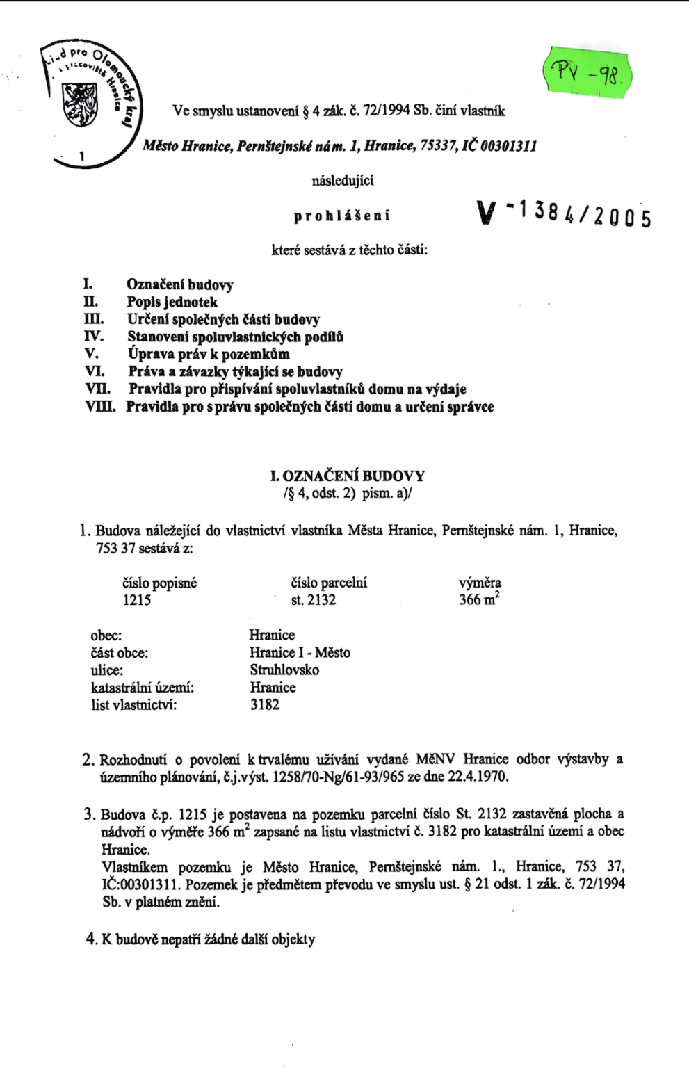 PRODEJ BYTU 3+1 | HRANICE, Struhlovsko 1215 | Sojka95